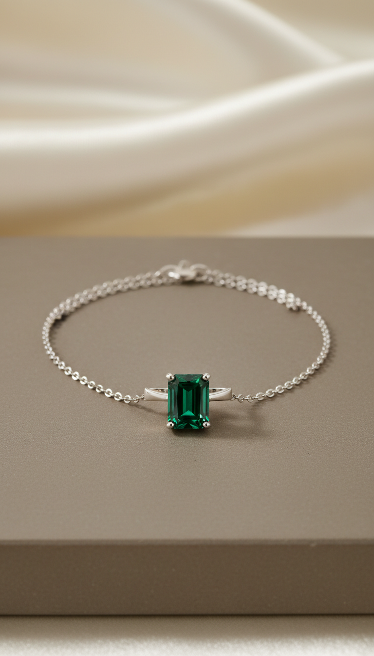 Platinum Emerald-Cut Pendant Necklace