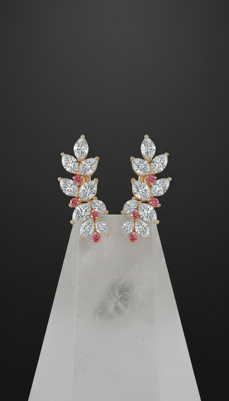 Lab-grown diamond ear climber earrings