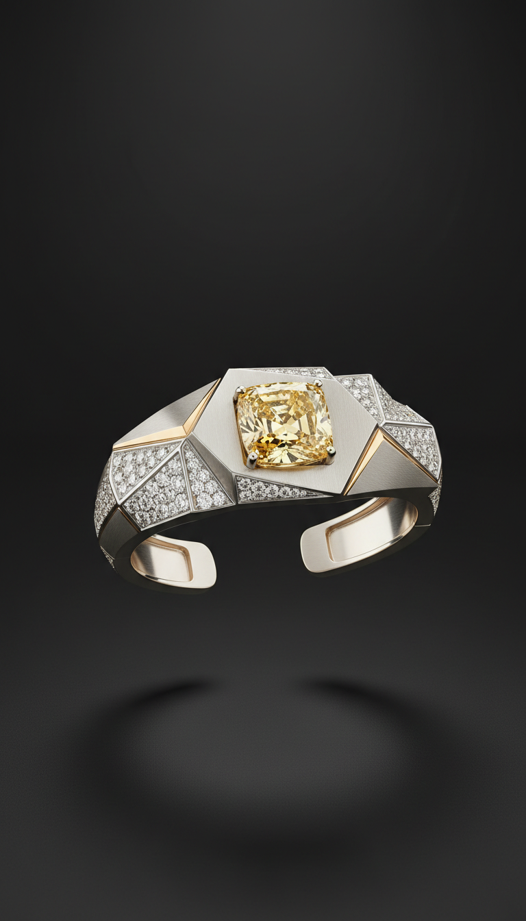 Sculpted Platinum Cuff Bracelet
