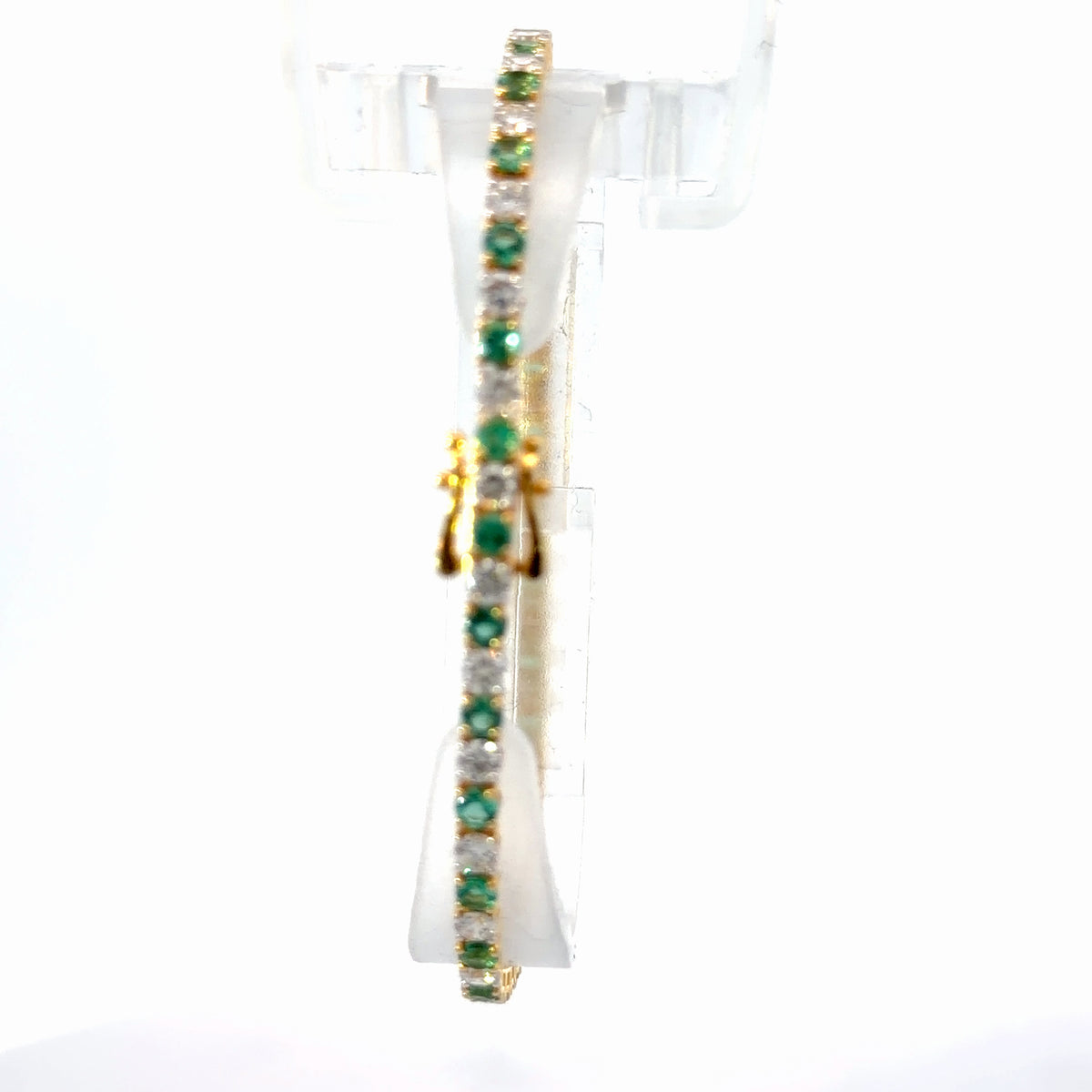 18K Natural Diamond Yellow Gold Diamond/Emerald Bracelet — 3.25 CTW