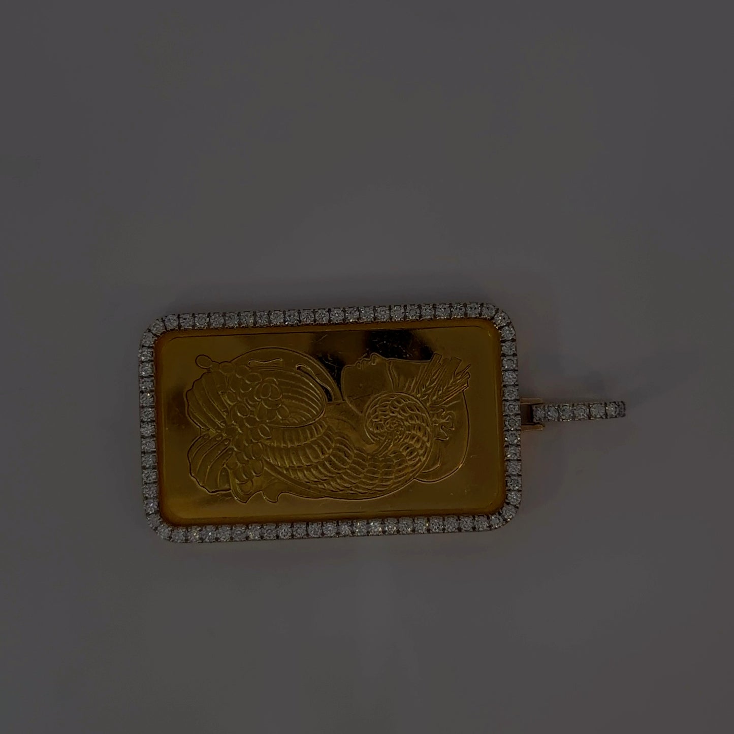 18K Yellow Gold Natural Diamond Pendant with 50 g PAMP Bar — 1.98 CTW