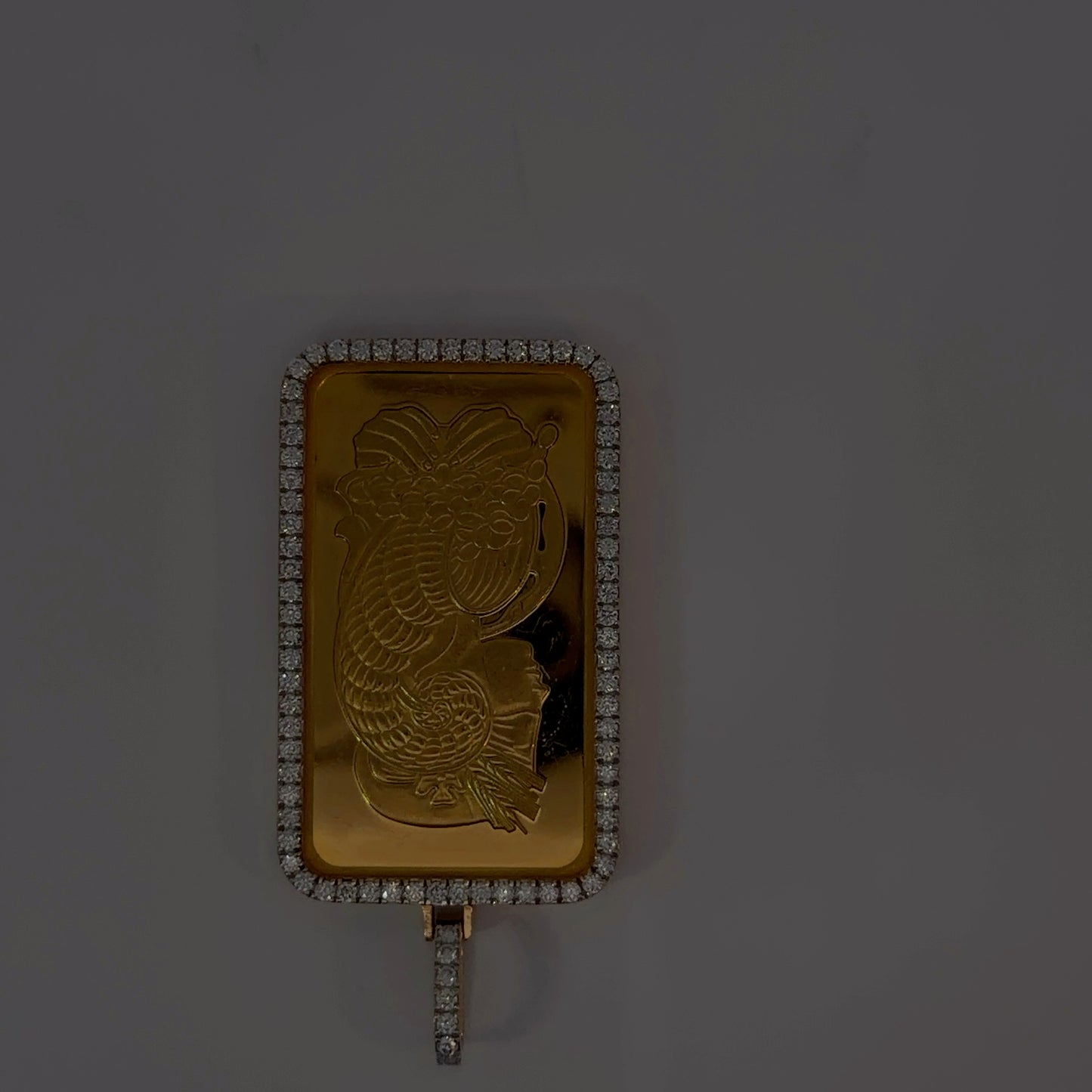 18K Yellow Gold Natural Diamond Pendant with 50 g PAMP Bar — 1.98 CTW