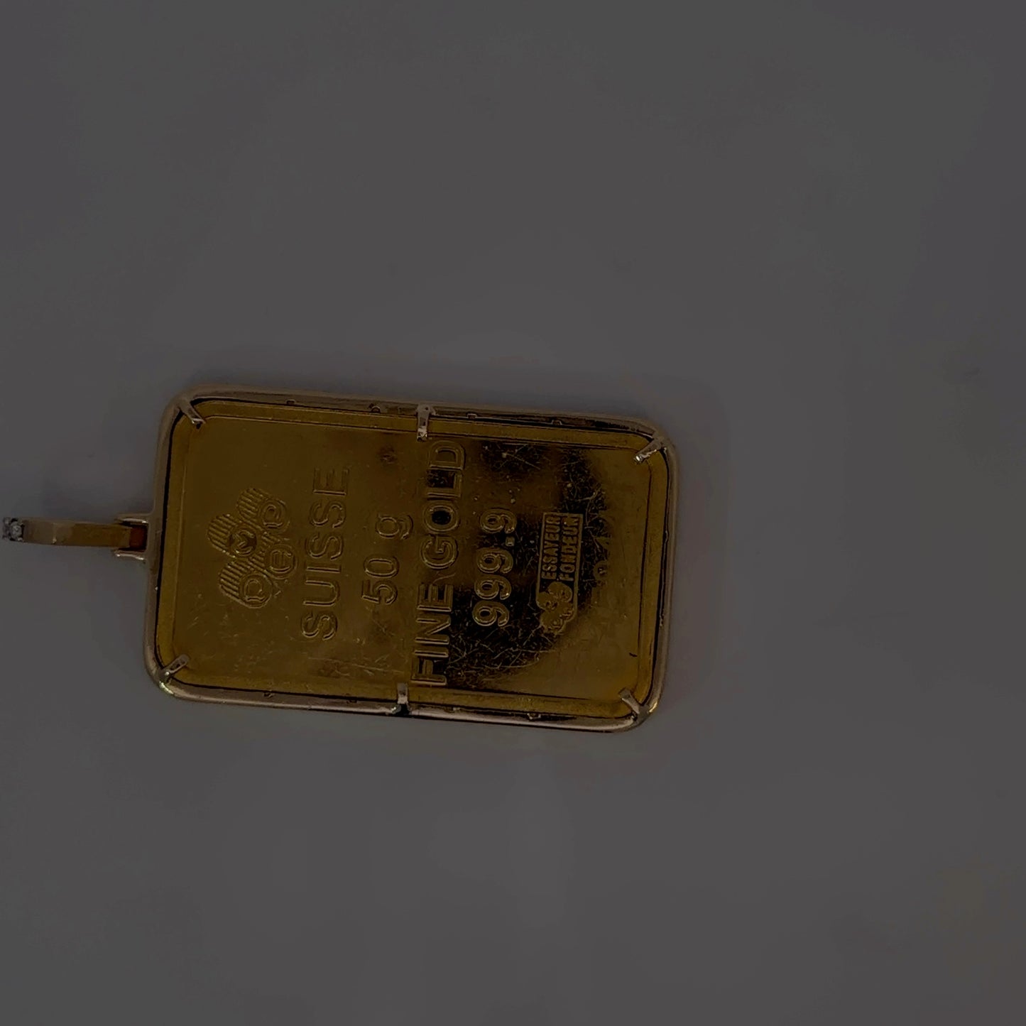 18K Yellow Gold Natural Diamond Pendant with 50 g PAMP Bar — 1.98 CTW