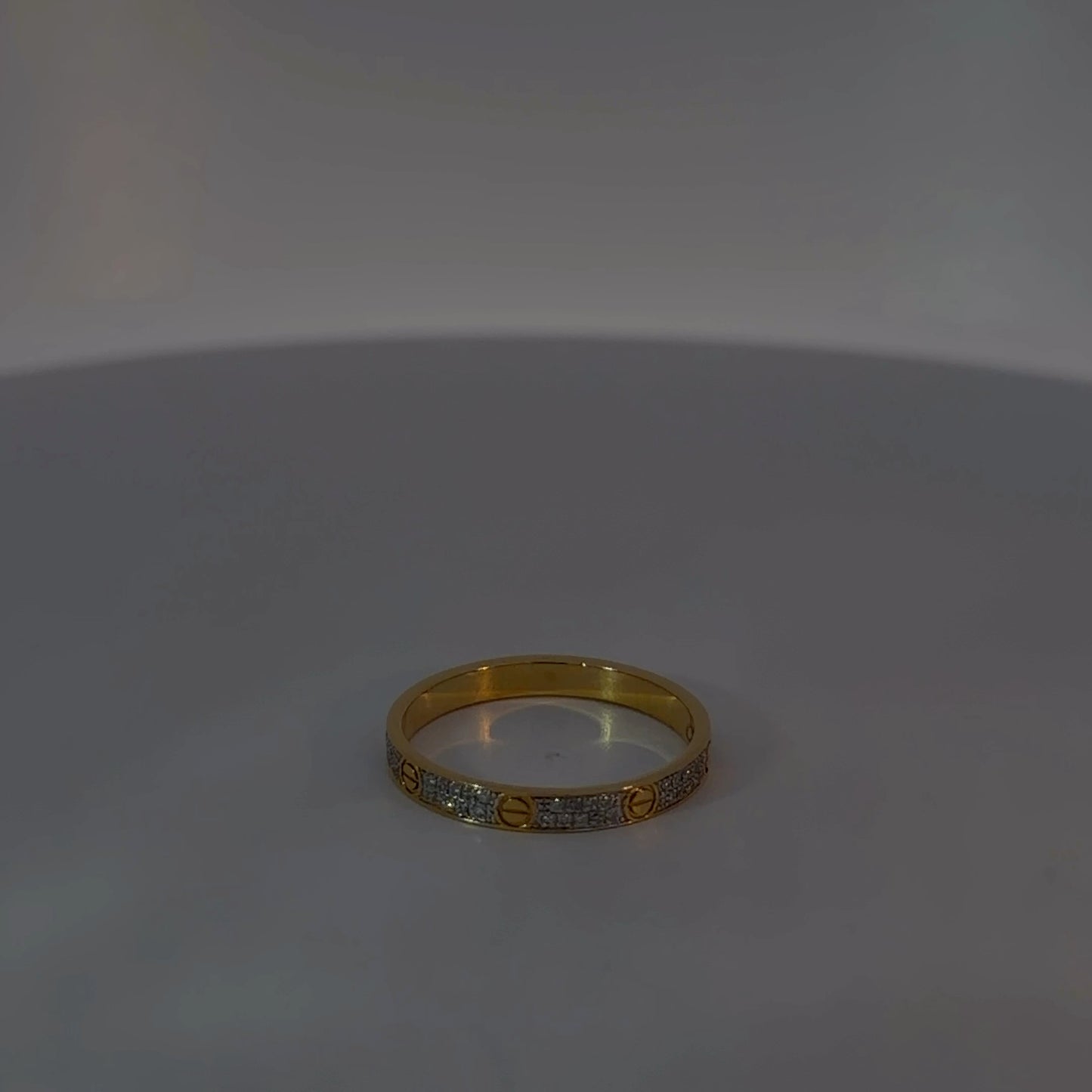 Yellow Gold Diamond Band Ring with Screw Motifs