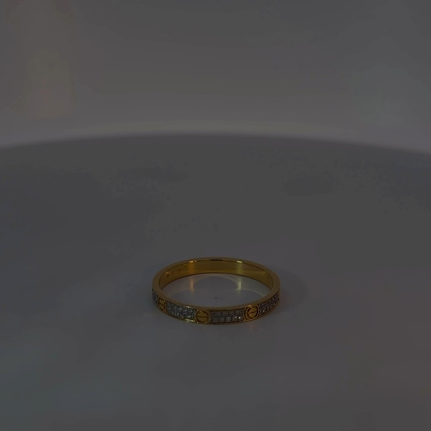 Yellow Gold Diamond Band Ring with Screw Motifs