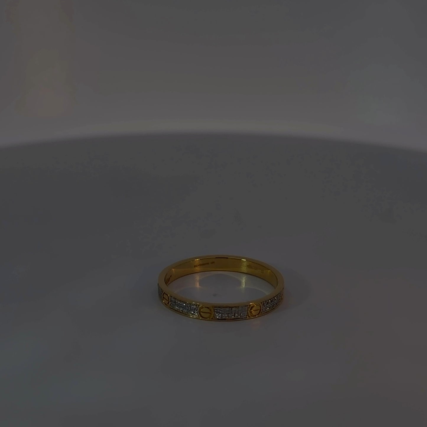 Yellow Gold Diamond Band Ring with Screw Motifs