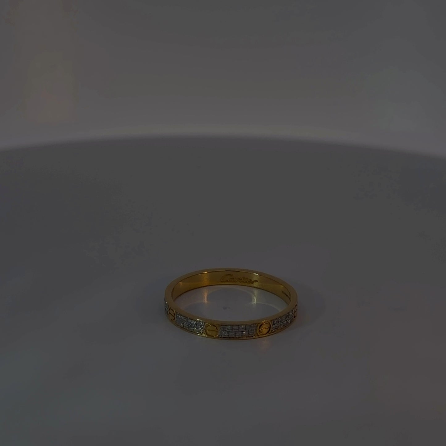 Yellow Gold Diamond Band Ring with Screw Motifs