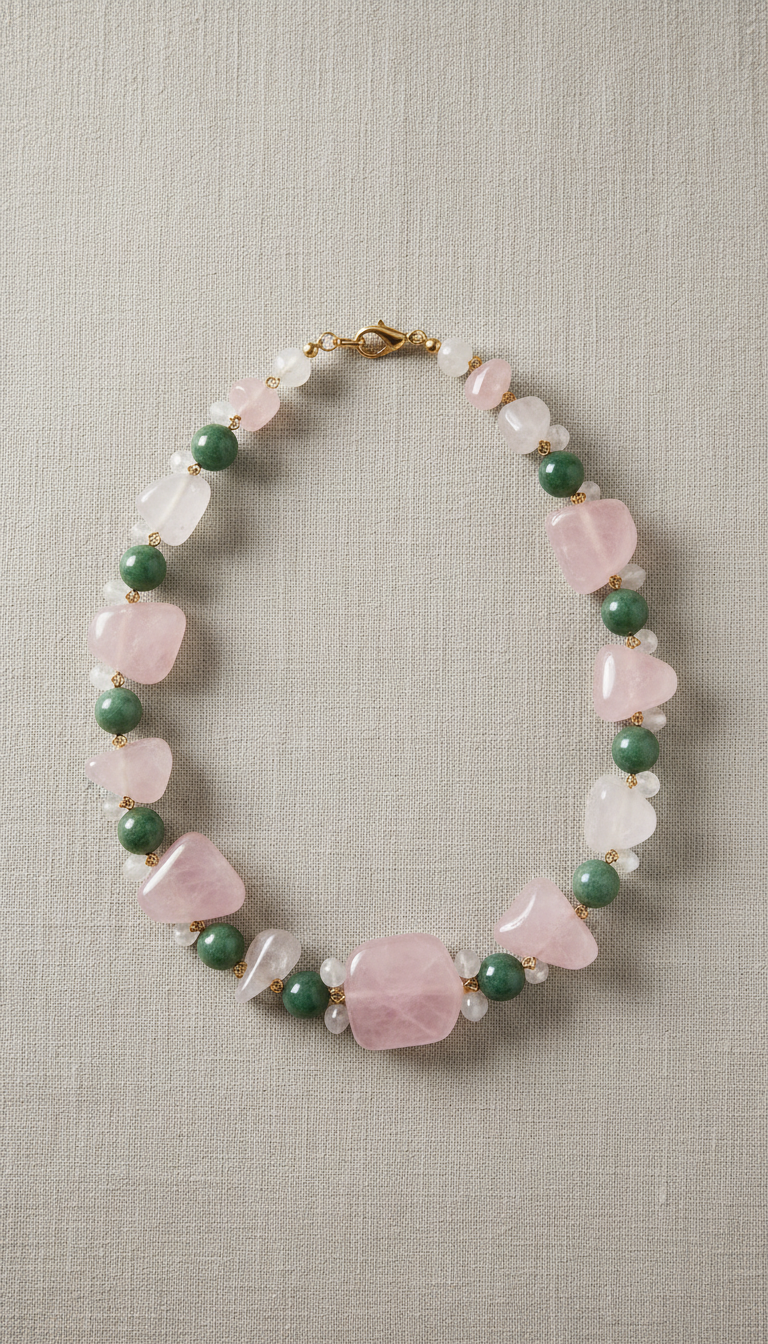 Rose Quartz Mist statement necklace