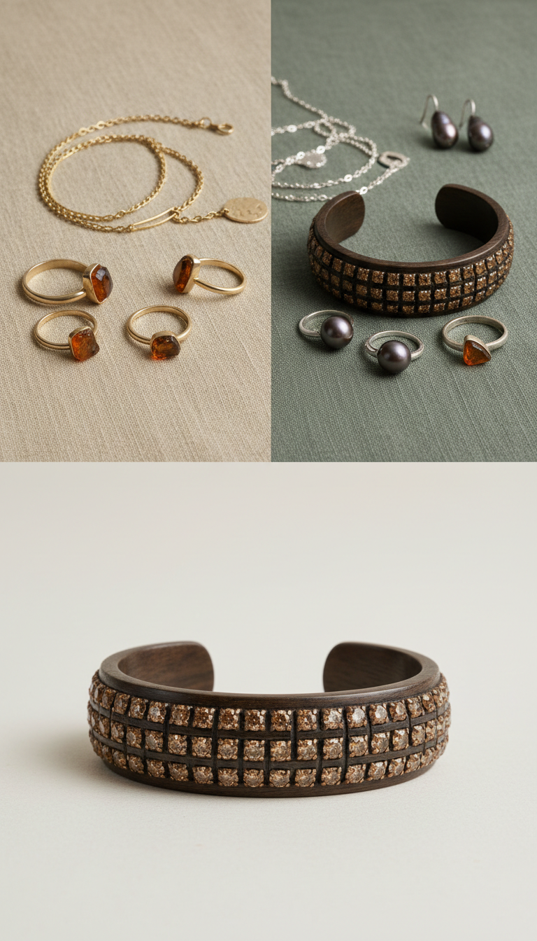 Mocha Ebony diamond-studded cuff bracelet