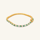 18K Natural Diamond Yellow Gold Diamond/Emerald Bracelet — 3.25 CTW