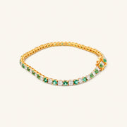 18K Natural Diamond Yellow Gold Diamond/Emerald Bracelet — 3.25 CTW