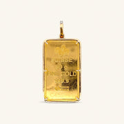 18K Yellow Gold Natural Diamond Pendant with 50 g PAMP Bar — 1.98 CTW