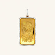 18K Yellow Gold Natural Diamond Pendant with 50 g PAMP Bar — 1.98 CTW